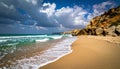 Shore of the Mediterranean Sea at the end of the bathing season in northern Israel Royalty Free Stock Photo