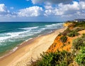 Shore of the Mediterranean Sea at the end of the bathing season in northern Israel Royalty Free Stock Photo