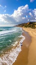 Shore of the Mediterranean Sea at the end of the bathing season in northern Israel Royalty Free Stock Photo