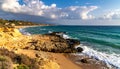 Shore of the Mediterranean Sea at the end of the bathing season in northern Israel Royalty Free Stock Photo