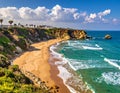 Shore of the Mediterranean Sea at the end of the bathing season in northern Israel Royalty Free Stock Photo