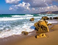 Shore of the Mediterranean Sea at the end of the bathing season in northern Israel Royalty Free Stock Photo