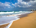 Shore of the Mediterranean Sea at the end of the bathing season in northern Israel Royalty Free Stock Photo