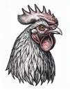 Illustration of rooster head in engraving style. Design element for logo, label, sign Royalty Free Stock Photo
