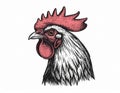Illustration of rooster head in engraving style. Design element for logo, label, sign Royalty Free Stock Photo