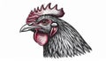 Illustration of rooster head in engraving style. Design element for logo, label, sign Royalty Free Stock Photo