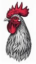 Illustration of rooster head in engraving style. Design element for logo, label, sign Royalty Free Stock Photo