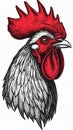 Illustration of rooster head in engraving style. Design element for logo, label, sign Royalty Free Stock Photo
