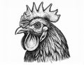 Illustration of rooster head in engraving style. Design element for logo, label, sign Royalty Free Stock Photo