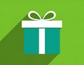 Gift Box Flat Icon with long shadow Royalty Free Stock Photo