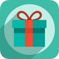 Gift Box Flat Icon with long shadow Royalty Free Stock Photo