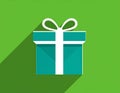 Gift Box Flat Icon with long shadow Royalty Free Stock Photo
