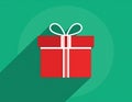 Gift Box Flat Icon with long shadow Royalty Free Stock Photo
