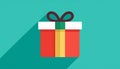 Gift Box Flat Icon with long shadow Royalty Free Stock Photo