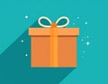 Gift Box Flat Icon with long shadow Royalty Free Stock Photo