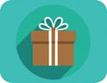 Gift Box Flat Icon with long shadow Royalty Free Stock Photo