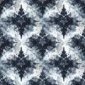 Watercolor abstract kaleidoscope pattern in black gray and white creating symmetrical mirrored seamless design Royalty Free Stock Photo