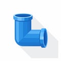 Blue PVC pipe elbow connector vector illustration for plumbing fitting icon Royalty Free Stock Photo