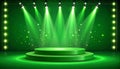 Green light box with platform and side soft spotlights. Bright vector design template Royalty Free Stock Photo