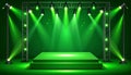 Green light box with platform and side soft spotlights. Bright vector design template Royalty Free Stock Photo
