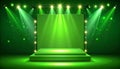 Green light box with platform and side soft spotlights. Bright vector design template Royalty Free Stock Photo