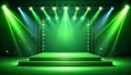 Green light box with platform and side soft spotlights. Bright vector design template Royalty Free Stock Photo