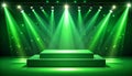Green light box with platform and side soft spotlights. Bright vector design template Royalty Free Stock Photo