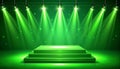 Green light box with platform and side soft spotlights. Bright vector design template Royalty Free Stock Photo