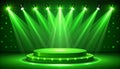 Green light box with platform and side soft spotlights. Bright vector design template Royalty Free Stock Photo