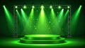 Green light box with platform and side soft spotlights. Bright vector design template Royalty Free Stock Photo