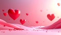 Floating Red Hearts on Pink Romantic Background Royalty Free Stock Photo