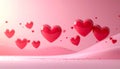 Floating Red Hearts on Pink Romantic Background Royalty Free Stock Photo