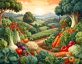 Vegetable illusutration pattern. Royalty Free Stock Photo