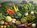 Vegetable illusutration pattern. Royalty Free Stock Photo
