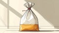 Transparent Plastic Bag with Golden Liquid Illustration - Simple Tied Container for Oil, Honey, or Beverage Packaging Royalty Free Stock Photo