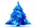 Blue postcard low polygon style christmas tree vector illustration consisting of tria Royalty Free Stock Photo