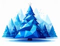 Blue postcard low polygon style christmas tree vector illustration consisting of tria Royalty Free Stock Photo