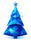 Blue postcard low polygon style christmas tree vector illustration consisting of tria Royalty Free Stock Photo