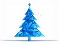 Blue postcard low polygon style christmas tree vector illustration consisting of tria Royalty Free Stock Photo