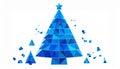 Blue postcard low polygon style christmas tree vector illustration consisting of tria Royalty Free Stock Photo