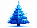 Blue postcard low polygon style christmas tree vector illustration consisting of tria Royalty Free Stock Photo