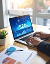 Seo Working. Digital marketing, SEO - Search Engine Optimization Royalty Free Stock Photo