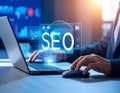 Seo Working. Digital marketing, SEO - Search Engine Optimization Royalty Free Stock Photo