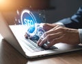 Seo Working. Digital marketing, SEO - Search Engine Optimization Royalty Free Stock Photo