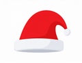Christmas santa hat. red hat flat icon. Holiday collection button. isolated on white Royalty Free Stock Photo