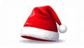 Christmas santa hat. red hat flat icon. Holiday collection button. isolated on white Royalty Free Stock Photo