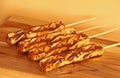 COALHO CHEESE ON A BARBECUE SKEWER Royalty Free Stock Photo