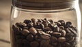 Coffee beans in glass jar. Toned photo Royalty Free Stock Photo