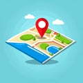 Map with pointer icon. Flat design style Royalty Free Stock Photo