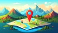 Map with pointer icon. Flat design style Royalty Free Stock Photo